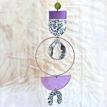 Sonnenfänger | Suncatcher | Prisma | Fensterdeko | Lichtfänger | Regenbogenkristall | Kristall Lichtschmuck | lila | dottet  | 3 cm Kristall
