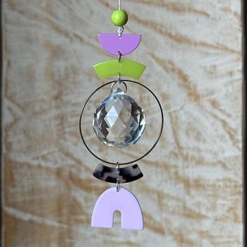 Sonnenfänger Fenster flieder grün Suncatcher Regenbogen Kristall bunt Leo Pop lila Animal Prisma Acrylglas Sonnenkristall Wohnzimmer