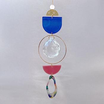Suncatcher | Sonnenfänger | blau rosa |Fensterschmuck | Fensterdeko | Lichtfänger | Acryl | Kristall Lichtschmuck | Gold | Gute Laune Deko