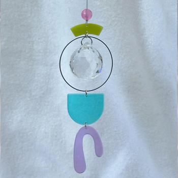 Sonnenfänger Fensterdeko zum aufhängen Türkis Gold Suncatcher Regenbogen Kristall bunt Pop Prisma Acrylglas 3cm Sonnenkristall Wohnzimmer