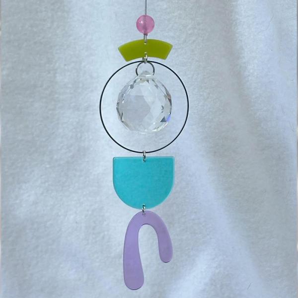 Sonnenfänger Fensterdeko zum aufhängen Türkis Gold Suncatcher Regenbogen Kristall bunt Pop Prisma Acrylglas 3cm Sonnenkristall Wohnzimmer